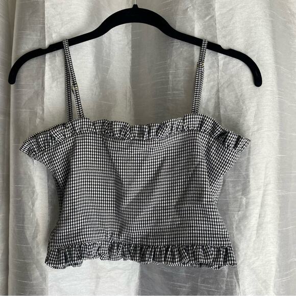 NWT Eastwest label black and white gingham tube top, women's M - Picture 5 of 6